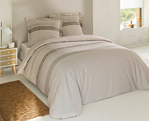Vision - Parure Housse de Couette Anthony - Housse de Couette 200x200cm avec 2 taies Assorties 65x65cm - 100% Coton