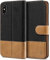 BEZ Handyhülle für iPhone X Hülle, Tasche Kompatibel für iPhone X, iPhone XS Handytasche Schutzhülle [Stoff und PU Leder] mit Kreditkartenhaltern, Schwarz