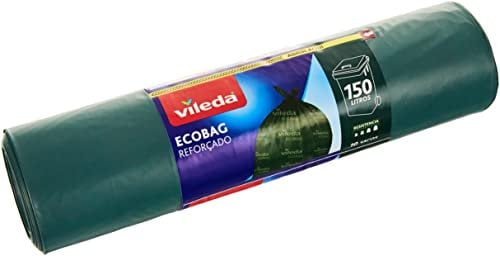 Vileda Pack de 10 Bolsas de Basura de 150 l, Compuesto, Verde, 7x7x27 cm, 10 Unidades