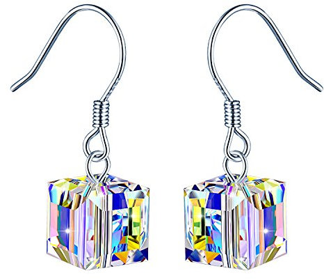 MicLee Schönes Leben 925 Sterling Silber Aurore Boreale Kristalle Ohrhänger Ohrringe für Damen Mädchen, mit Geschenkbox Grußkarte