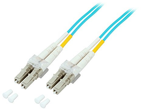 BIGtec 40m LWL Kabel Patchkabel OM3 Glasfaser-Kabel 40Gbit Multimode 50/125µm Ø 2mm Jumper LC - LC Stecker Duplex aqua/türkis Fiber Optic Cable