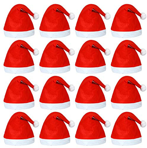 ELCOHO 20 Pack Nikolausmütze Weihnachtsmütze Erwachsene plüsche weihnachtsmann mütze Vliesstoff Weihnachtsmütze Rote Weihnachtsmannmütze für Erwachsene Partygeschenke