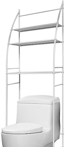 Estantería sobre Inodoro de Metal con 3 baldas para baño | Mueble Organizador Vertical Compacto y Resistente | Ahorra Espacio y ordena Toallas, Papel higiénico y Productos de Aseo fácilmente