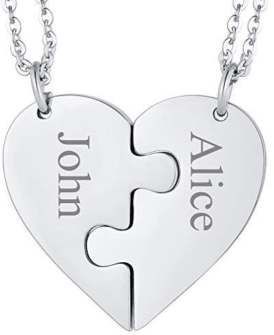 FaithHeart Puzzle Herzanhänger aus Edelstahl DIY Freundschaftskette mit Gravur Paar Kette mit Geschenkebox für Freund und Freundin