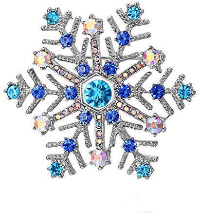 EVER FAITH Strass Kristall Schneeflocke Brosche, Winter Blume Pin für Kleidung Blau