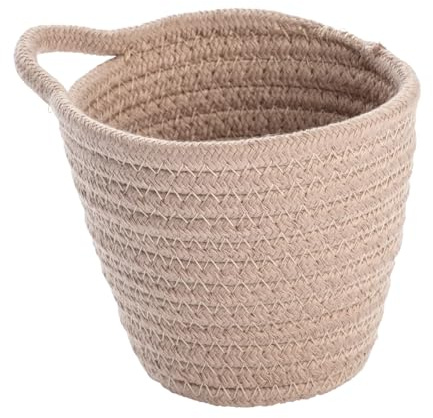 WENKO Badkorb Soria Sand, Aufbewahrungskorb, praktische Schlaufe zum Aufhängen, für Kosmetik, Bürste, Nagellack, Pinzette, Pinsel, hochwertiges Baumwollgewebe mit Polyester, 12,5 x 12 x 14,5 cm