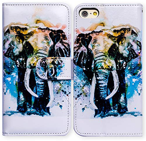 Bcov iPhone SE 2022 Case,iPhone SE 3rd gen Case,iPhone SE 2020 Case, Elephant Style White Leather Flip Phone Case Wallet Cover with Card Slot Holder Kickstand For iPhone SE 2020/iPhone 8/iPhone 7
