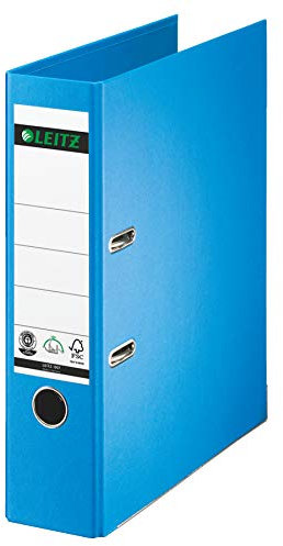 Leitz Qualitäts-Ordner (Spezialpapierkaschierung in Leinenprägung, A4, 8 cm Rückenbreite) (hellblau | 5er Pack)