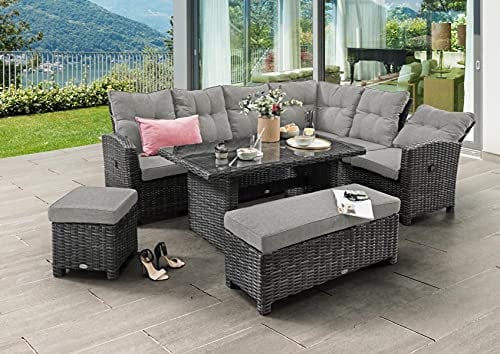 Destiny Eckgruppe Santa PONSA DE Luxe mit Tisch 140x80x64 cm, grau meliert