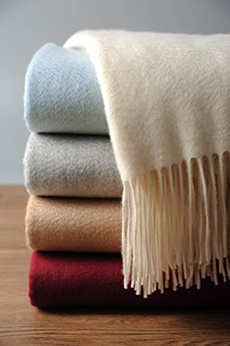 EP Mode 100% Pure Cashmere Throw Blanket for Sofa, Classic Design with Gift Box (Whisper White)