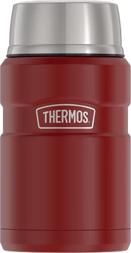 Thermos SK3020MR4 Vacuum-Insulated Food Jar with Spoon, 24 Ounce, Matte Red