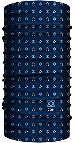 Club of Heroes Schneeflocke Bandana, nahtloses Multifunktionstuch 25 x 50 cm aus weicher Mikrofaser/atmungsaktiv Schlauchschal Halstuch Schal Tuch/Winter Sterne Schnee Weihnachten (Blau)