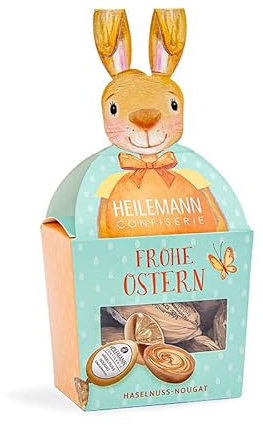 Heilemann Hase mit Haselnuss-Nougat Ostereiern, 90g