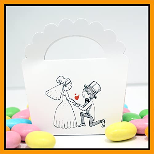 Mr Pubblicità 25+25 pezzi - Scatoline e Matrimonio Bomboniere Portaconfetti n. 25 pezzi + Bigliettini per Bomboniera o per fazzoletti sposi nozze 25 pezzi