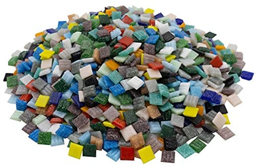 mosamare Mosaiksteine zum Basteln - Bunte Farbvarianten - (1x1 cm, 900g, ca. 1300 St.) - Glasmosaik - Keine Kunststoffverpackung - Bunt Mix