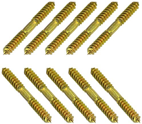 Lot de 10 Vis Autotaraudeuses à Tête Double Pointue M8 x 80mm,Vis de Cheville Double Filetage Boulon à Bois de Connecteur de Meubles