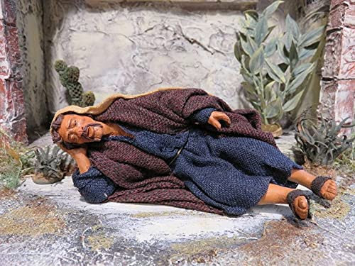 mitienda mit Liebe gemacht Krippenfiguren Hirte schlafend 14/16 cm aus Ton/Stoff