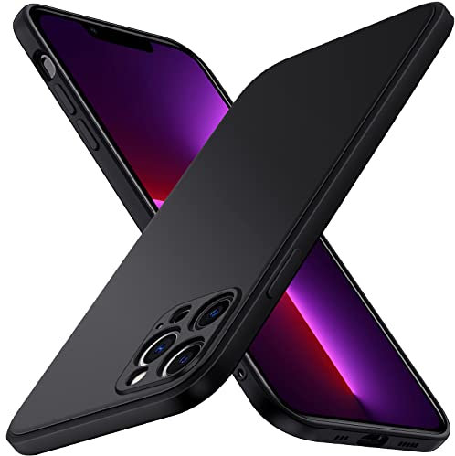 ivoler Silikon Hülle Kompatibel mit iPhone 13 Pro 6.1 Zoll mit Kameraschutz, Ultra Dünne Weiche Stoßfest Schutzhülle Flexible TPU Matte Schwarz Handyhülle Kratzfest Case Cover