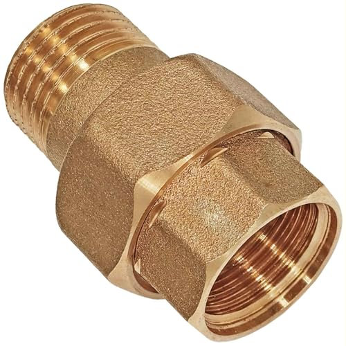 Verschraubung mit 1/2 Zoll Außengewinde und Innengewinde konisch dichtend - 1/2 AG IG Gewinde Schraub Fitting aus Messing