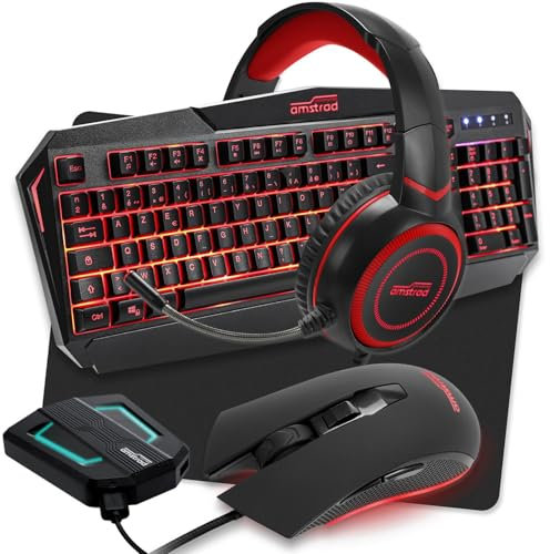 Amstrad Pack Pro Gamer REDEMPTION-SWITCH007: Teclado, Ratón, Tapis, Auriculares & convertidor PC PS3/4 Xbox 360/ONE/S/X Switch