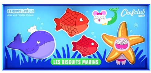 Chefclub Kids - Kit Emporte-pièces Animaux Marins (Baleine, Étoile de Mer, Poissons) - Métal - Cuisine pour Enfant