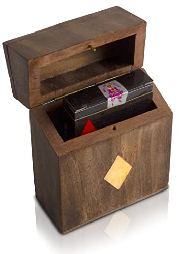 Geburtstagsgeschenkideen handgefertigte klassische hölzerne spielen kartenhalter deck box speicherkoffer organizer mit premium qualität 'ace' Spielkarten Jubiläumshauswarming Geschenkideen (Diamond)