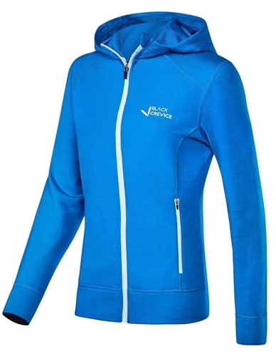 Black Crevice Damen Merino Kapuzenjacke I Hochwertige Merino-Jacke I Jacke für Damen aus 70% Merinowolle & 30% PES I Temperaturregulierender Merino-Hoodie I Merino-Pullover I Mulesingfrei