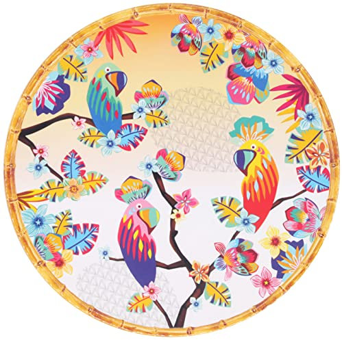 Les Jardins de la Comtesse - Plato de presentación redondo de melamina - Loros de Bahía - 35,5 cm - Multicolor - Vajilla cuasi-irrompible MelARTmine