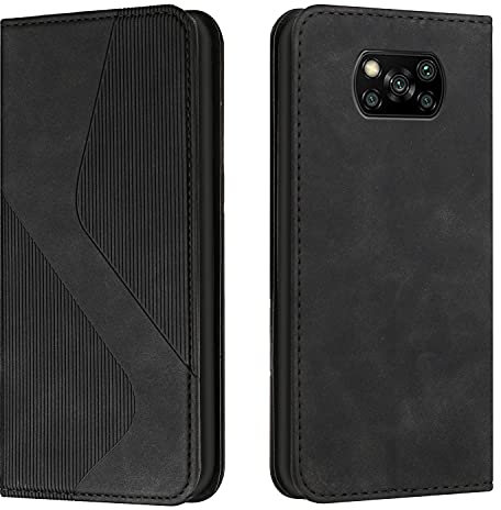 Mo-Somnus Kompatibel mit Xiaomi Poco X3/Poco X3 Pro/Poco X3 NFC Hülle, Magnet PU Leder Flip Wallet Case Handyhülle, Schutzhülle Xiaomi Poco X3/Poco X3 Pro/Poco X3 NFC Klapphülle (Schwarz)