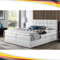 Boxspringbett Doppelbett Leo - Bett mit Bonellmatratze, mit Bettkasten für Bettwäsche und Topper. Widerstandsfähiger und angenehm zu berührender Kunstleder mit Bettkasten (Weiss, 140x200)