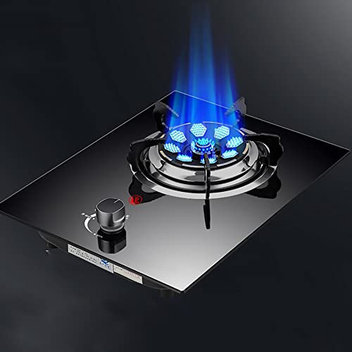 IBOWZ Placa de Gas Placa de Gas Estufa de Gas de Cocina incorporada de 33 cm, Placa de Gas de 1 Zona de Acero Inoxidable/Vidrio Templado Negro, para Calentar, cocinar, hervir, freír, hervir a fueg