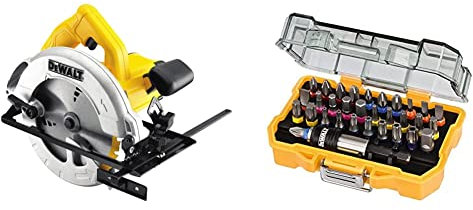 DeWalt DWE560-GB, 240V 184mm 65mm Compact Circular Saw, Yellow & DT7969-QZ, 32 Piece XR Professional Magnetic Screwdriver Bit Accessory Set, Yellow