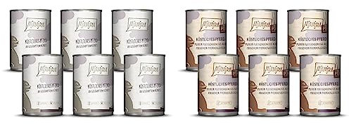 MjAMjAM - Premium Nassfutter für Katzen - köstliches Pferd an gedämpftem Kürbis, 6er Pack & - Premium Nassfutter für Katzen - purer Fleischgenuss - köstliches Pferd pur, 6er Pack