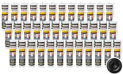 Isolbau Kamin & Ofen Dichtstoff - Feuerbeständige Dichtmasse bis 1500 °C - Für Reparatur & Füllung von Rissen in Kaminen & Öfen - Schwarz, 36 x 300 ml Tube