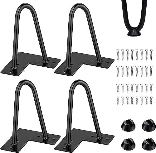4X Hairpin Legs Haarnadel Tischbeine, DIY Doppelstab Möbelfüße für Schreibtisch Esstischbeine,Mit Bodenschoner und 32pcs Schrauben (20cm 2 Streben)