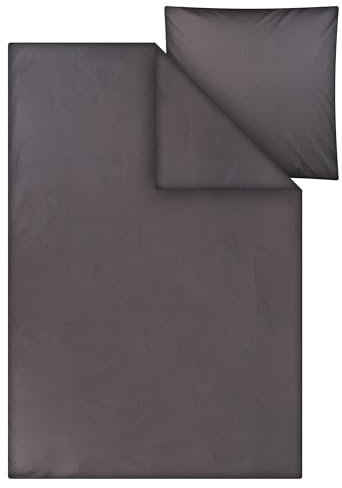 MELAWEAR Perkal Bettwäsche Set, Mehrteilig, MAJULI (Basalt Grau, 135x200/80x80 cm)