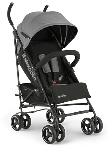 Passeggino KikkaBoo BEETLE, Passeggino da viaggio fino a 22 kg, Pieghevole, Leggero, Compatto, Grigio