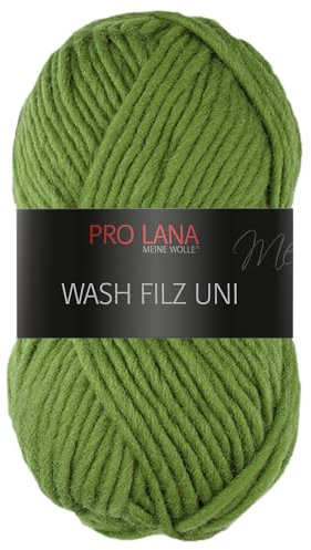 Frida's Wollhaus Pro Lana 50 g Wash Filz uni Filzwolle Stricken Häkeln Garn flauschig 26 Farben (170 | Moos)
