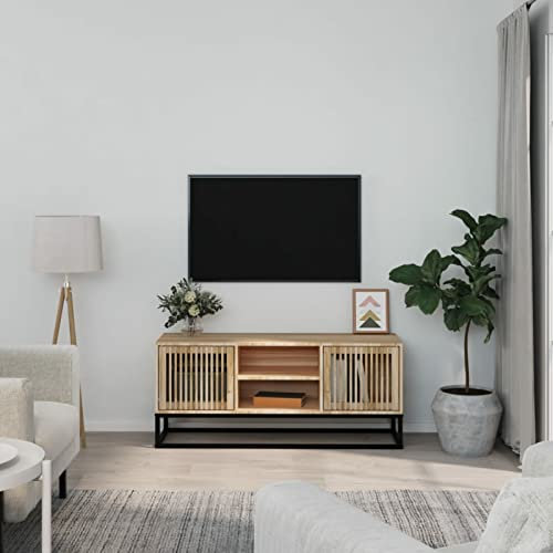 Homgoday Meuble TV en fer et contreplaqué 105 x 30 x 45 cm, meuble pour TV, salon, salle à manger, bureau, télévision, équipement de musique, meuble bas de rangement