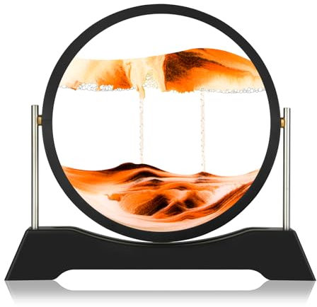 Liangding Sandbilder zum Drehen, 3D Sandbild Dynamisches Runder Sandscape, Bewegende Sandkunst für Tisch Büro Wohnzimmer, Sanduhr Deko Geschenk für Geburtstag, Muttertag, Abschlussfeier(Gelb, 12)