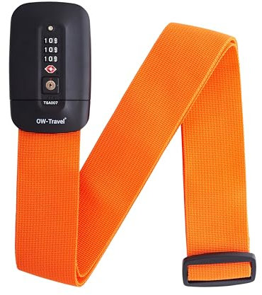 OW-Travel Kofferband Gurt mit TSA Schloss. Koffergurt mit adressschild (1 Stück Orange) Koffergurt Mit Zahlenschloss. Luggage Strap Koffer Gurtband. Koffer Gurt Koffer band. Koffergurt Bunt Auffällig