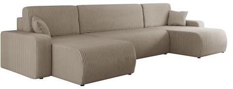 Mirjan24 Ecksofa Pixalo U Cord, Design Eckcouch Couch mit Schlaffunktion und Bettkasten, Wohnlandschaft, Bettfunktion, U-Form Sofa, Seite Universal (Poso 02)