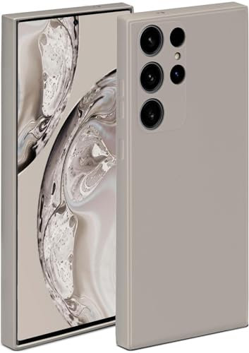 ONEFLOW Coque de protection souple pour Samsung Galaxy S24 Ultra - En silicone avec protection de l'appareil photo - Protection surélevée pour l'écran - Couleur taupe