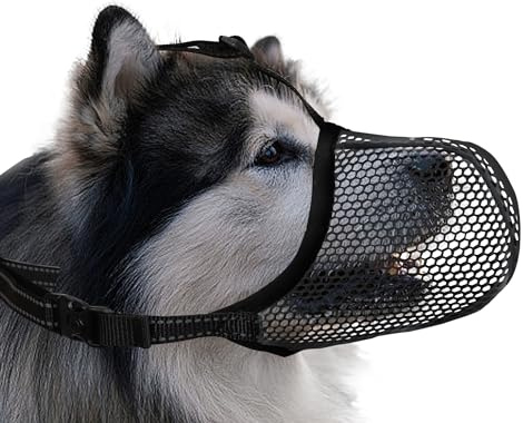 JOYPAWS Maulkorb für Hunde, atmungsaktiv, weich, für extra große Hunde, verhindert Bellen, Beißen, Kauen, reflektierender, Verstellbarer Korbmaulkorb für Deutschen Schäferhund, Schwarz, XXL