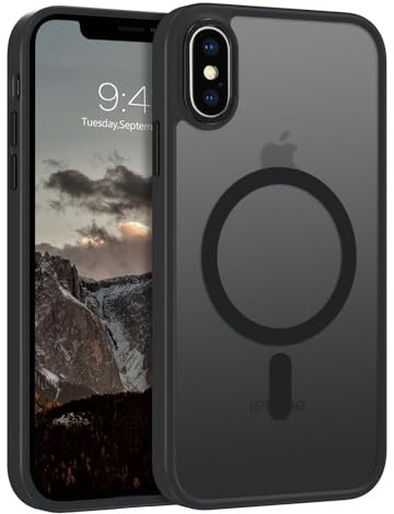 GaoBao Strong Magnetic for iPhone XS Max Case, Fashion Slim Fit iPhone XS Max Phone Case [Compatible with MagSafe] Classic Shockproof Translucent Matte Protective Cover for iPhone XS Max 6.5, Black