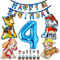 Hund Patrol Geburtstag Deko, Luftballon 4. Geburtstagsdeko, Deko Geburtstag 4. Junge, Hund Patrol Ballons, Blauer Folienballon Zahl 4, Banner, Kuchen Deko für 4 Jahre Kindergeburtstag Party