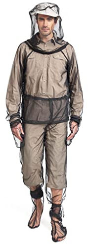 OnIUeZky 4pcs/Set Mosquito -Anzug Anti -Mücken -Kleidung durchscheinende atmungsaktive Mückennetze Verstellbare Mückenanzugsklappbarer Mückenschutz für Camping -Radfischerei -Wanderungen S/M.