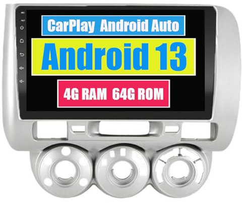 RoverOne Autoradio CarPlay per Honda Fit Jazz 2002 2003 2004 2005 2006 2007 Android Touch Screen Sat Navi Bluetooth WiFi Radio Player (per guida a destra)