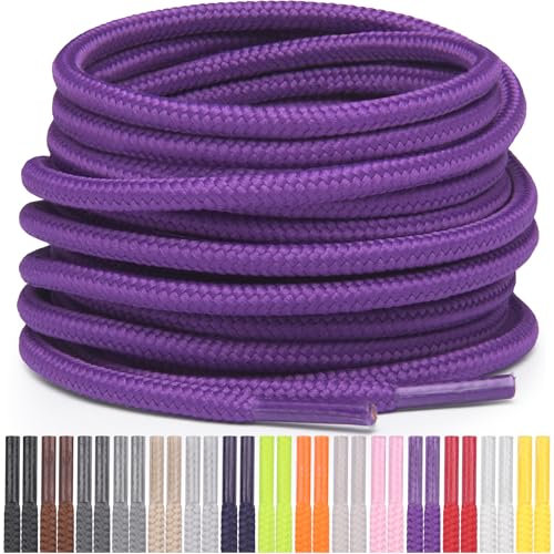 Miscly Cordones Redondos para Zapatos, Zapatillas y Botas - Disponibles en Múltiples Longitudes y Colores (Morado, 137 cm)