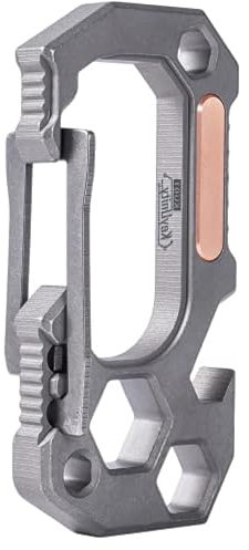 KeyUnity Carabiner Keyring Pocket Multitool Titanium Carabiner Clip with Allen Key, Bit Holder, Bottle Opener, Multi Key Holder, Multifunctional EDC Tool for Men (KU01)